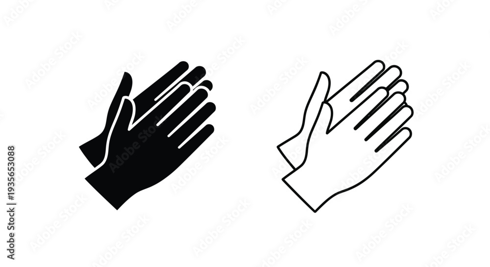 Obraz premium Two hands clapping one solid one outlined a striking silhouette