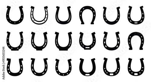 Black horseshoe shapes arranged in rows a striking silhouette