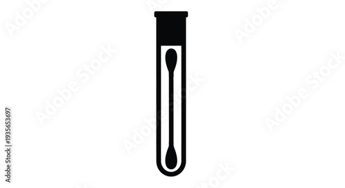 Simple test tube and swab illustration in black a striking silhouette