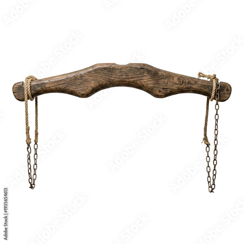 Vászonkép Antique wooden ox yoke with metal chains