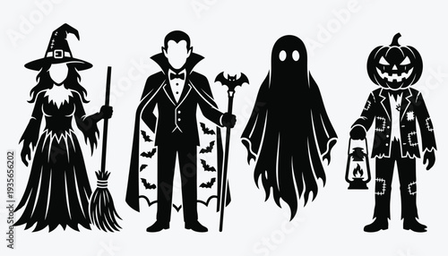 Spooky Halloween Character Silhouettes