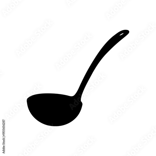 Simple silhouette of a kitchen ladle for serving soup or liquid