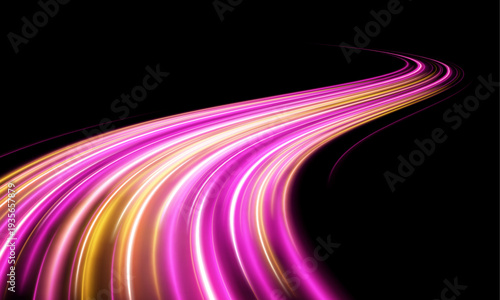Glowing light waves expand outward against a shadowy night backdrop, expressing digital power. Motion blur softens the edges with dynamic intensity. A bold high-speed visual statement.