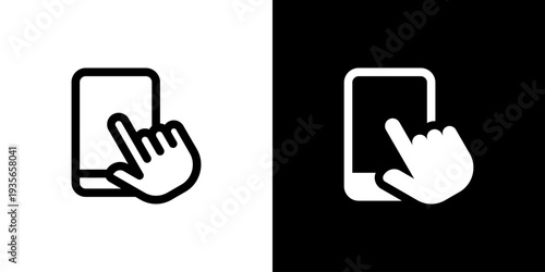 Smartphone icon concept with flat Black White Background. Vector illustration.