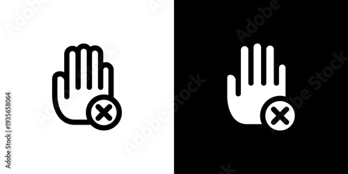 Stop icon concept with flat Black White Background. Vector illustration.