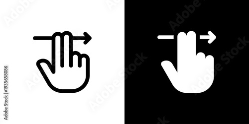 Swipe Left icon concept with flat Black White Background. Vector illustration.