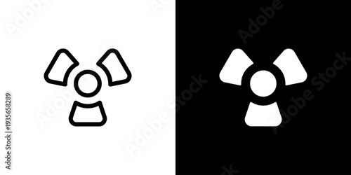 Radioactive Warning icon concept with flat Black White Background. Vector illustration.