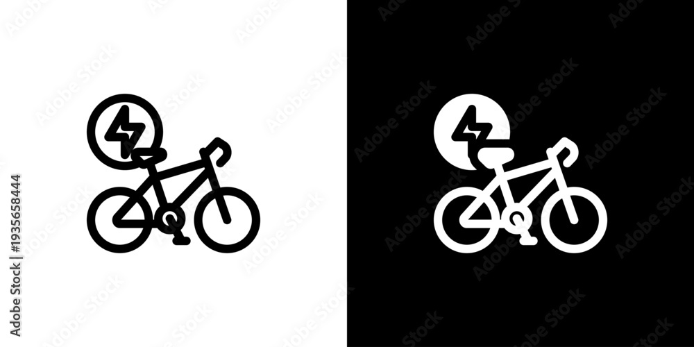 Fototapeta premium Bicycle Green Travel icon concept with flat Black White Background. Vector illustration.