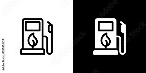 Bio Fuel Gas icon concept with flat Black White Background. Vector illustration.