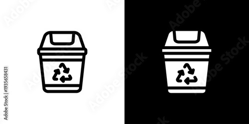 Recycle Bin Waste icon concept with flat Black White Background. Vector illustration.
