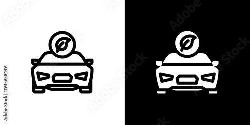 Eco Car Transport icon concept with flat Black White Background. Vector illustration.