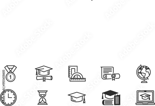 Educational icons and symbols for learning and academics