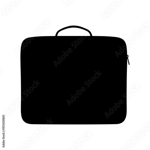 Minimalist silhouette icon of a professional laptop bag or office briefcase