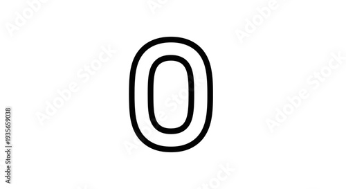 Minimalist black and white number zero design on a clean white background