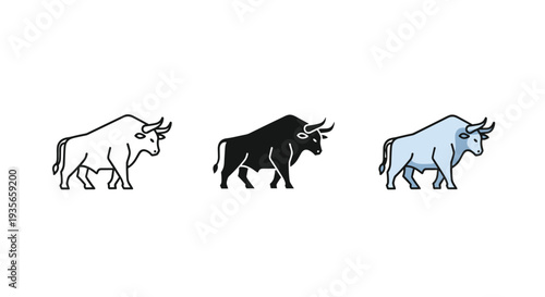 Bull Icons Finance Power Symbol Commercial