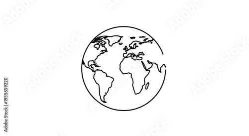 Outline world map illustration simple global concept for education and design