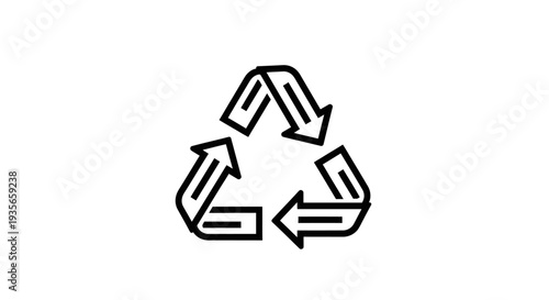 Recycling symbol graphic with arrows in a circular motion on white background