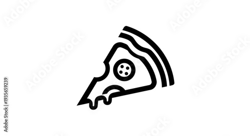 Pizza slice icon minimalist outline vector graphic on white background