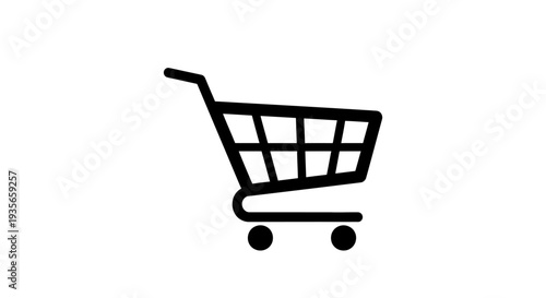 Shopping cart symbol on white background for retail and e commerce concepts