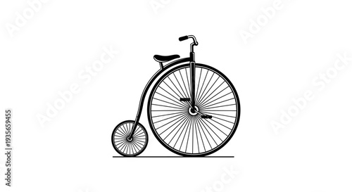 Vintage penny farthing bicycle illustration isolated on white background