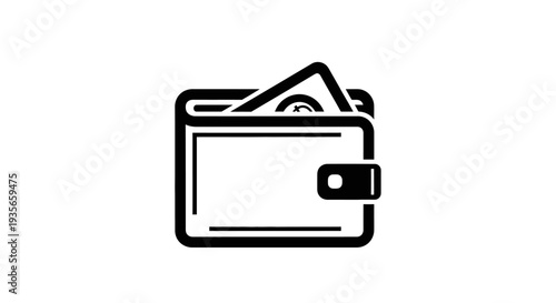 Wallet icon with money conceptual symbol for finance and savings