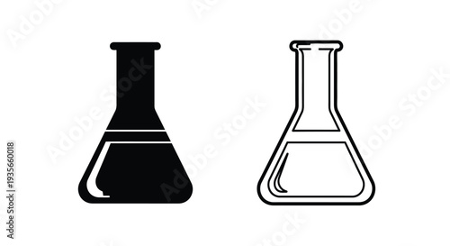 Set of 2 Erlenmeyer flask icons vector