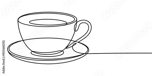 Tea cup outline illustration simple line art design