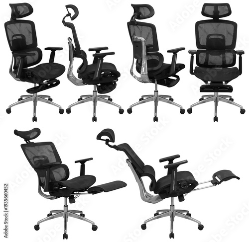 Real office chair photographed in studio and isolated with transparent background. High-quality furniture product photography in PNG format, ideal for office interior design, business presentations