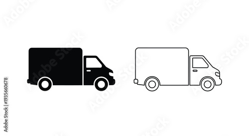 Set of 2 Delivery Truck Icons Vector