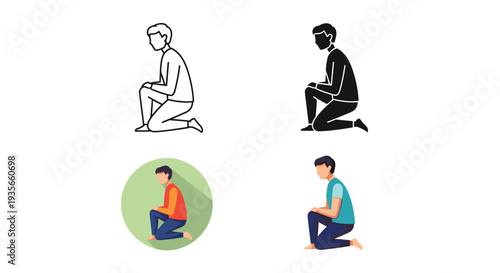 Man Kneeling Posing Geometric Styles Commercial Use