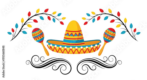 Fiesta Celebration Festive Sombrero Maracas Festive Decorations for Mexican Party Marketing Event Design