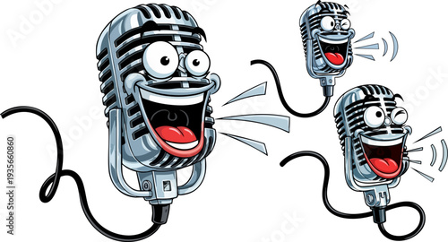 Set of 3 cartoon microphones vector