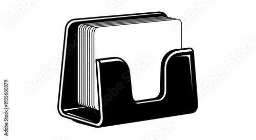 Black Desk Organizer Holding Business Cards.