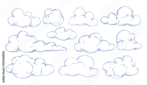 texture sketch style cloud vector set