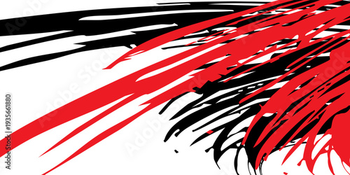 Strokes in different directions with black and red paint on a white background. Graffiti element. Design template for the design of banners, posters, booklets, covers, magazines. EPS 10