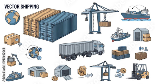 Vector Shipping Containers and Logistics.