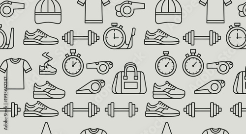 Fitness Icons Set with Various Equipment.