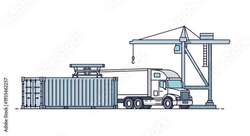 Truck Loading Shipping Container at Dock.