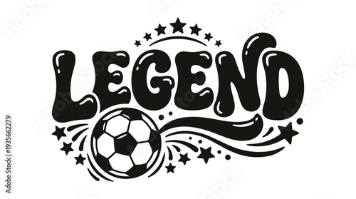 Retro "Legend" typography with soccer ball and stars