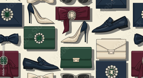 Fashion Accessories Collection with Clutches and Shoes.