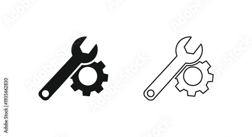 Tools wrench gear icons set Vector