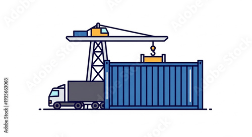 Truck Loading Shipping Container Yard.