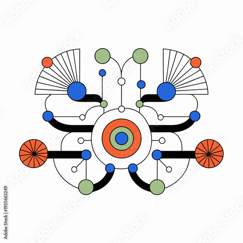 Vibrant Graphic Design Featuring Central Circle