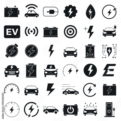 Electric Vehicles Icons Showcase