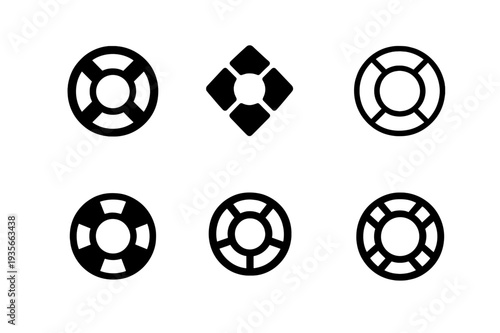Emergency Icons Collection. Emergency services. Icon set. Set Logo of emergency services: lifebuoy ring. harmonious logo variations of the same emblematic