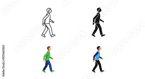 Man Walking Figures Business Progression Vector