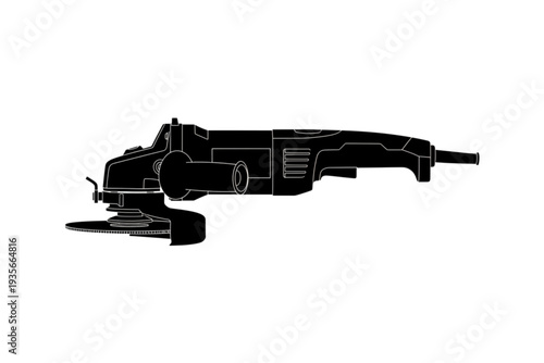 Precision Power Tool Silhouette: A stark silhouette of an angle grinder against a clean backdrop, embodying power and precision, showcasing its design and functionality.