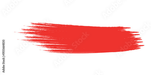 A vibrant red brush stroke curves across a white backdrop, ideal for design elements, artistic projects, or overlay