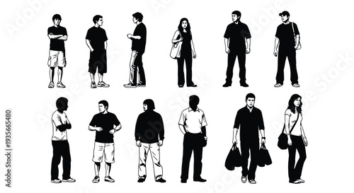 A versatile collection of flat vector graphic illustrations showcasing diverse people in various everyday poses.