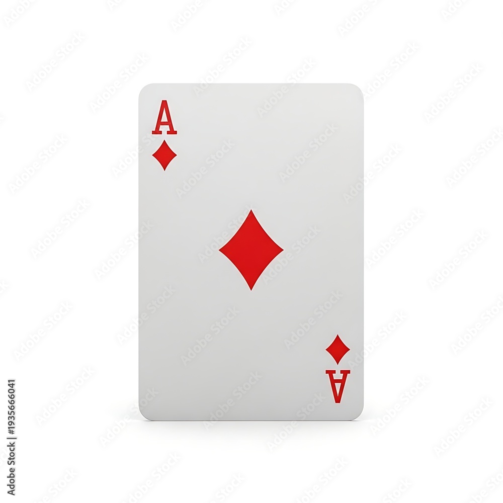 Obraz premium Single Ace of Diamonds Playing Card Isolated on White, Casino Gaming Element